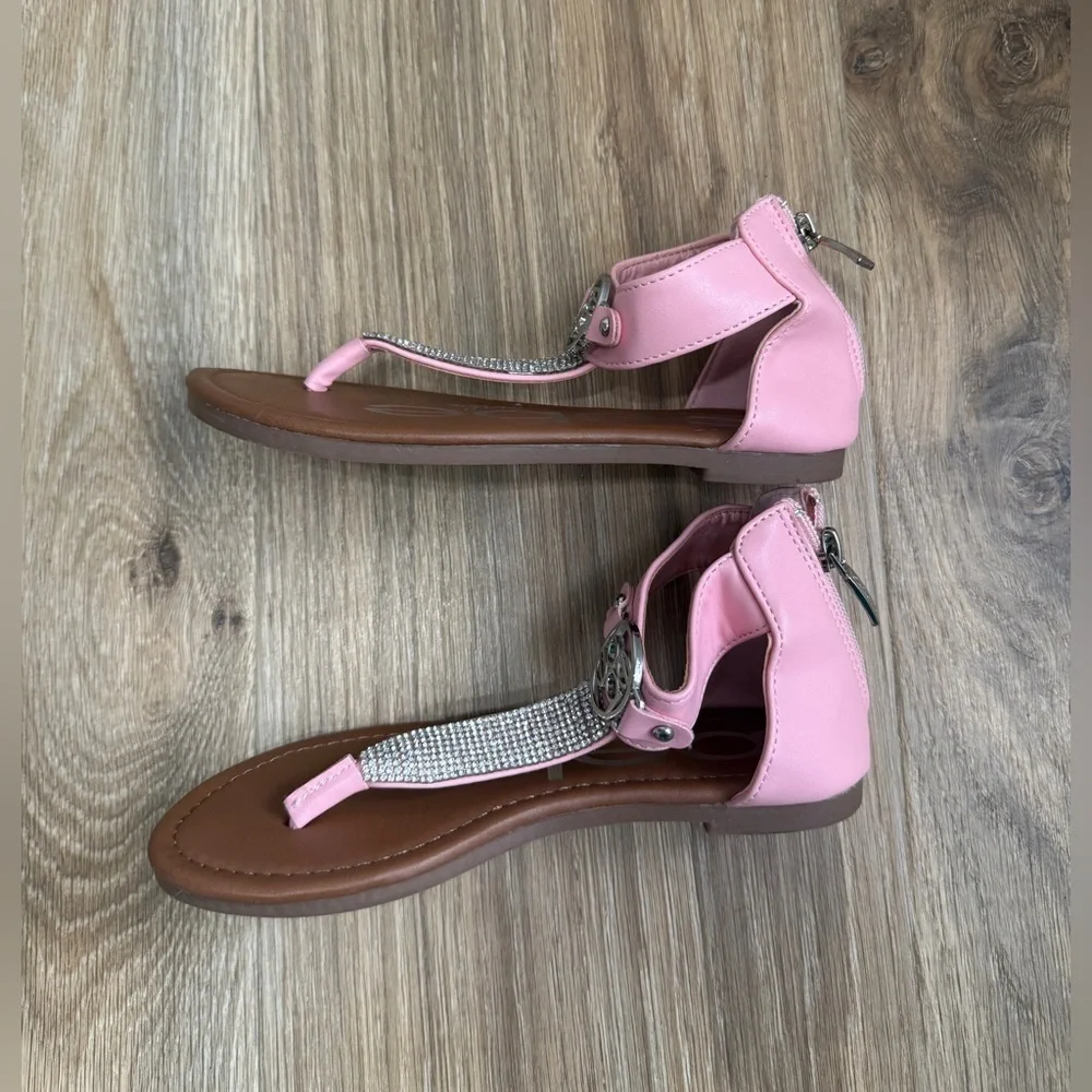 bebe Girls Rhinestone Gladiator Sandals Pink Medallion Size 1
